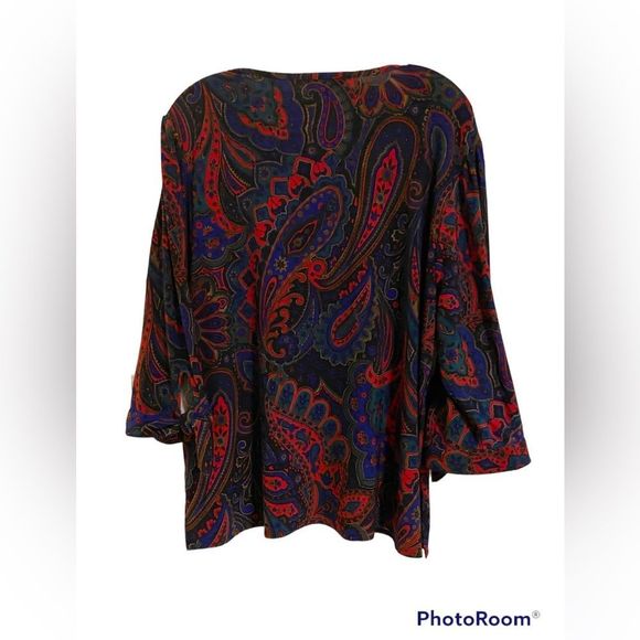 Lauren Ralph Lauren Floral Multicolor Paisley Top Sz XXL - Picture 10 of 10